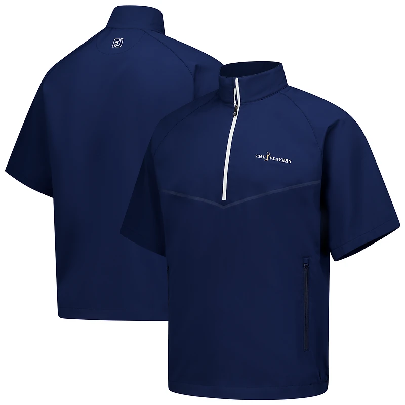 Men's FootJoy Navy THE PLAYERS Short Sleeve Zephyr Half-Zip Wind-Shirt