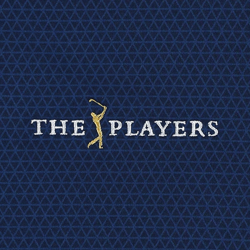 Men's FootJoy Navy THE PLAYERS Tonal Triangle Print Lisle ProDry Polo