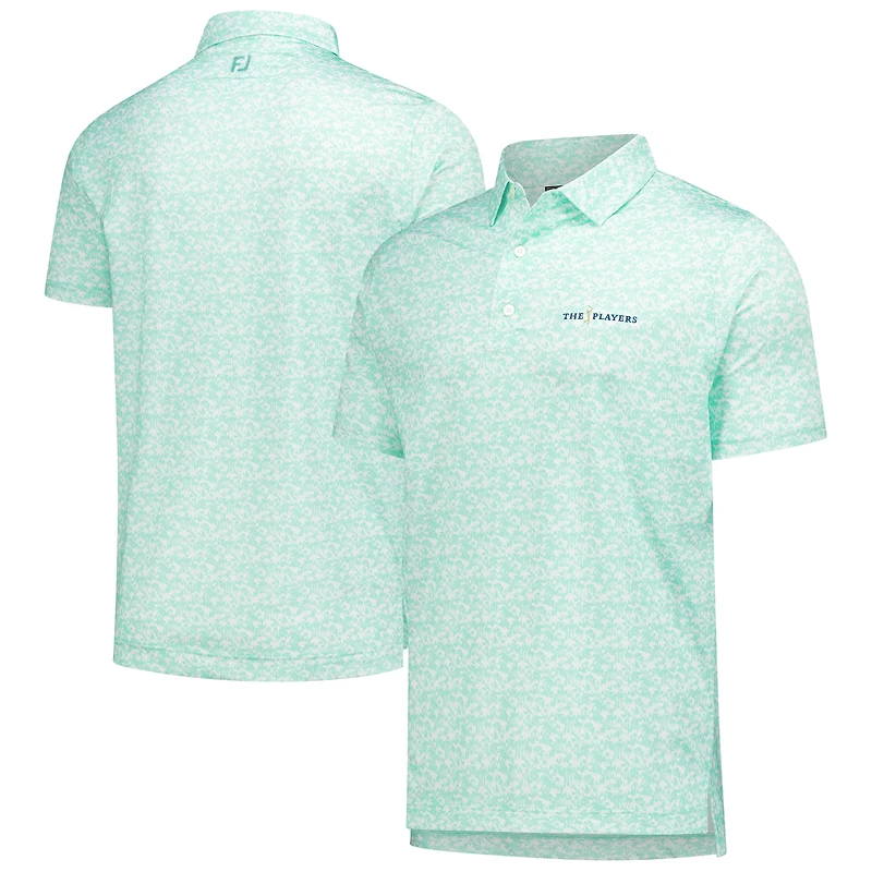 Polo FootJoy Lisle pour homme, couleur turquoise, modèle THE PLAYERS, imprimé palmier caché