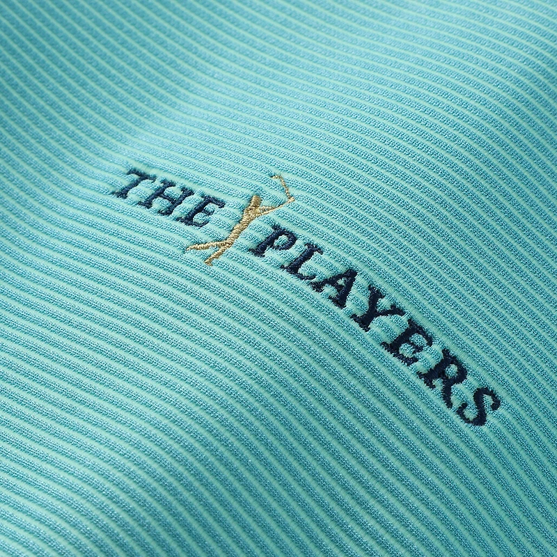 Men's FootJoy Teal THE PLAYERS Ottoman Stripe Knit Quarter-Zip Pullover
