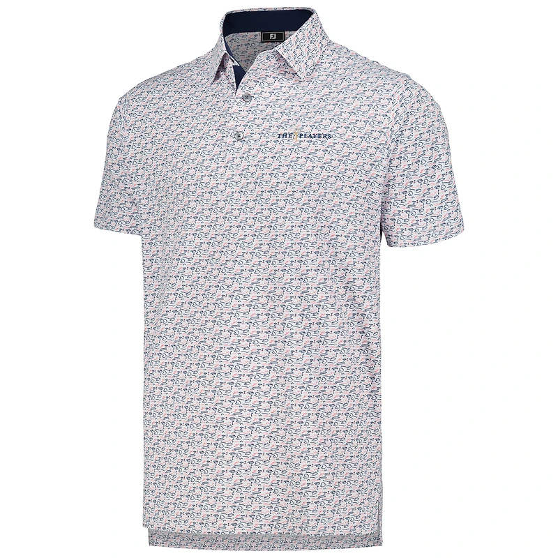 Men's FootJoy White THE PLAYERS Golf Course Doodle Stretch Pique Polo
