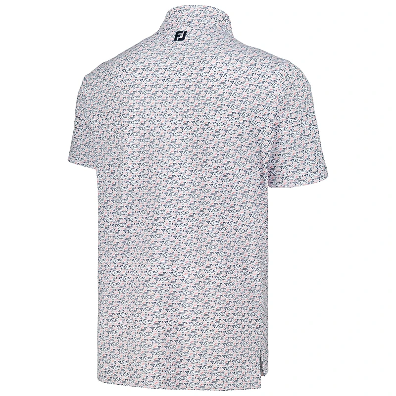 Men's FootJoy White THE PLAYERS Golf Course Doodle Stretch Pique Polo