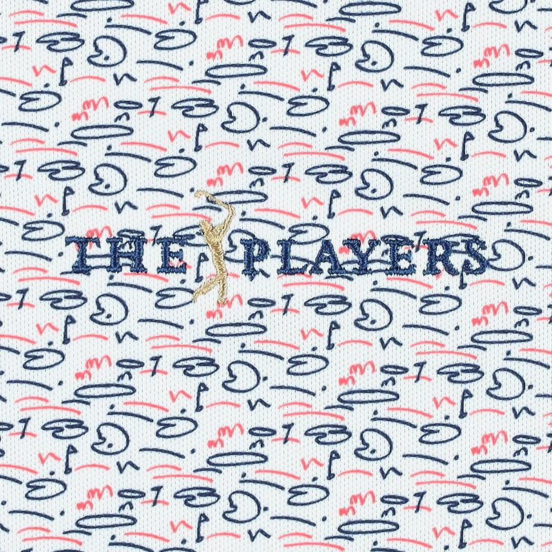Men's FootJoy White THE PLAYERS Golf Course Doodle Stretch Pique Polo