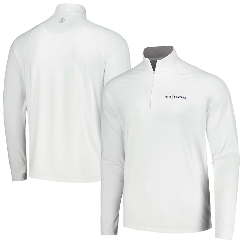 Haut johnnie-O blanc à quart de zip THE PLAYERS Freeborne Performance Raglan pour hommes