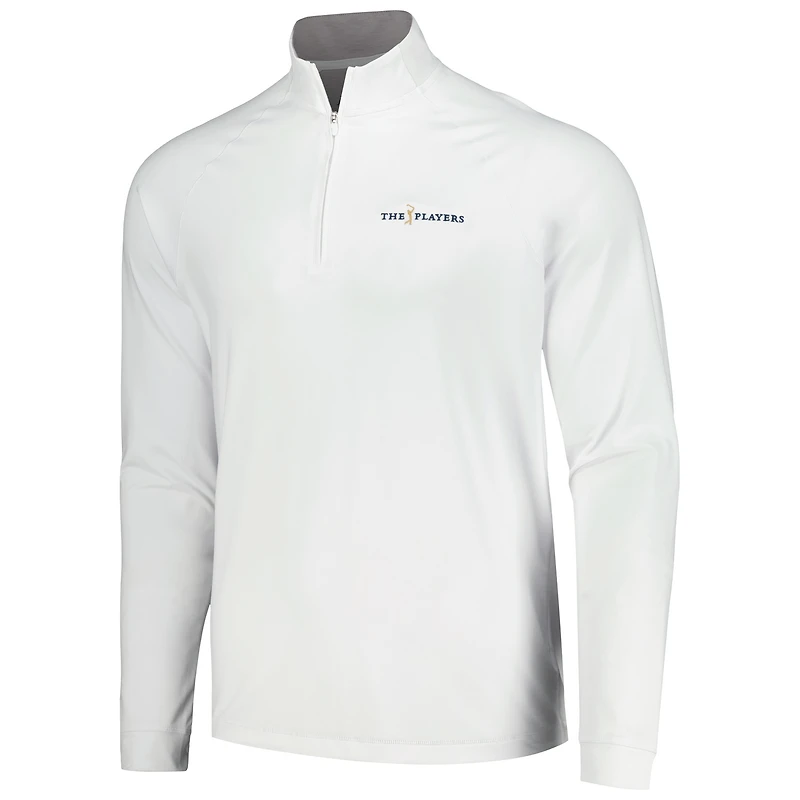 Haut johnnie-O blanc à quart de zip THE PLAYERS Freeborne Performance Raglan pour hommes