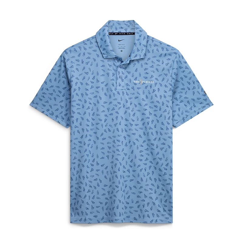 Polo Nike THE PLAYERS bleu pour homme, imprimé chaussure Dri-FIT