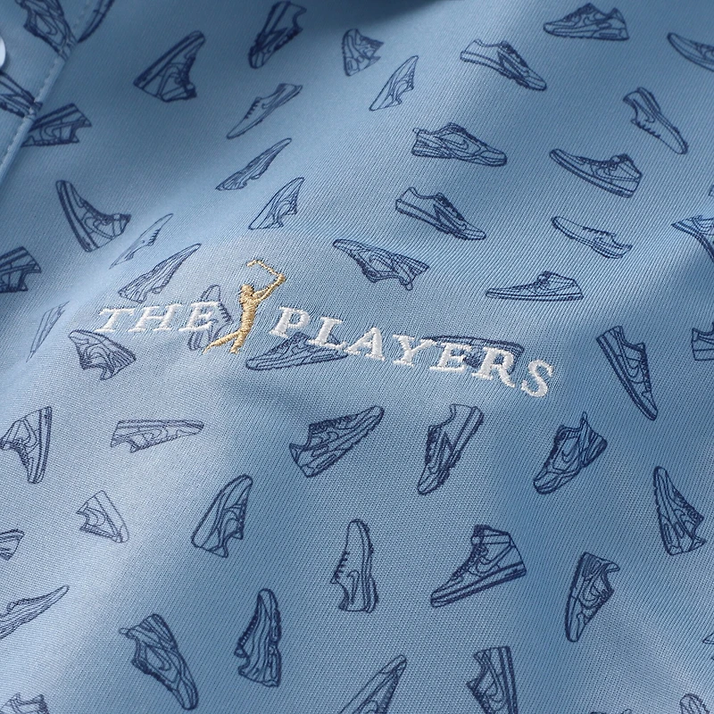 Polo Nike THE PLAYERS bleu pour homme, imprimé chaussure Dri-FIT