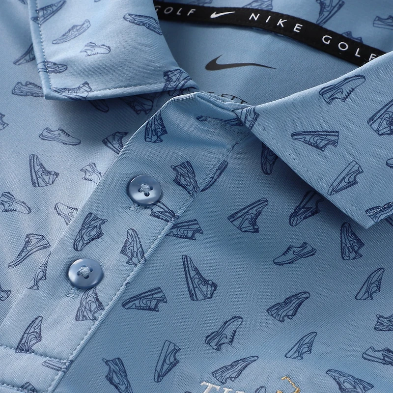 Polo Nike THE PLAYERS bleu pour homme, imprimé chaussure Dri-FIT