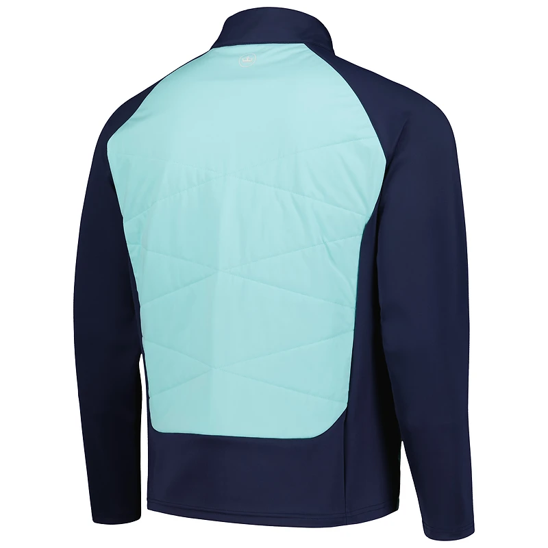 Men's Peter Millar Aqua/Navy THE PLAYERS Merge Hybrid Raglan Full-Zip Jacket