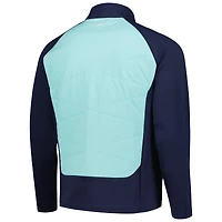 Men's Peter Millar Aqua/Navy THE PLAYERS Merge Hybrid Raglan Full-Zip Jacket