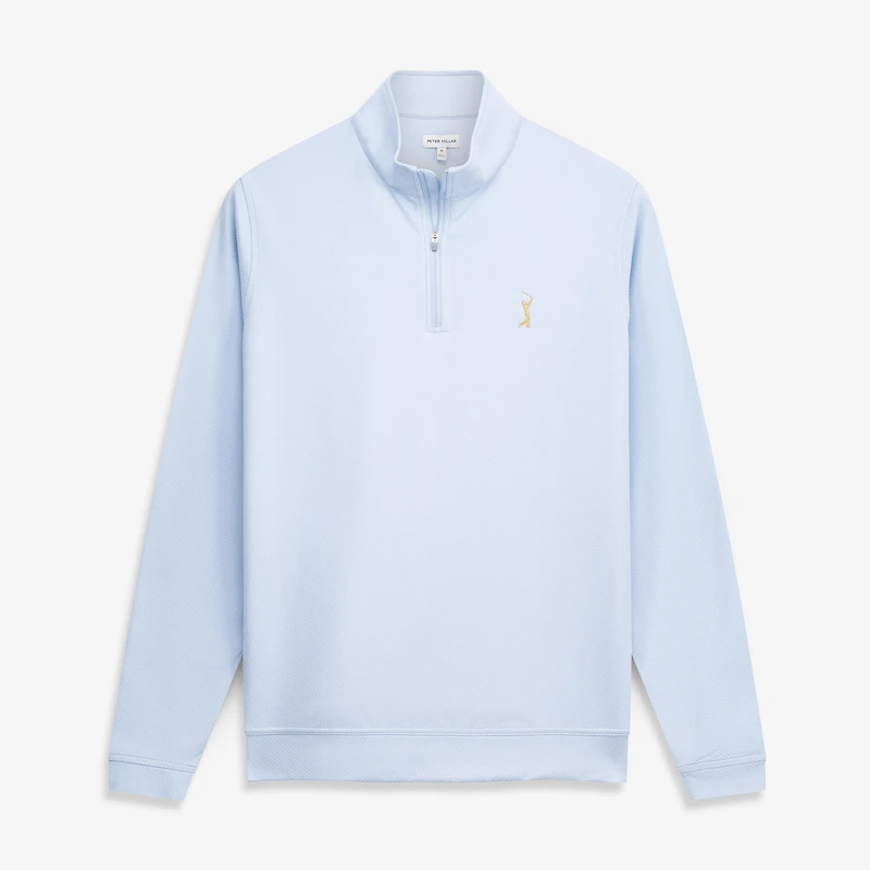 Men's Peter Millar Blue THE PLAYERS Perth Cross-Hatch Performance Quarter-Zip Pullover