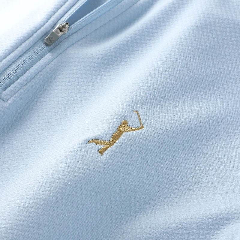 Men's Peter Millar Blue THE PLAYERS Perth Cross-Hatch Performance Quarter-Zip Pullover