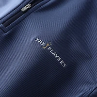 Men's Peter Millar Navy THE PLAYERS Perth Sugar Stripe Performance Quarter-Zip Pullover