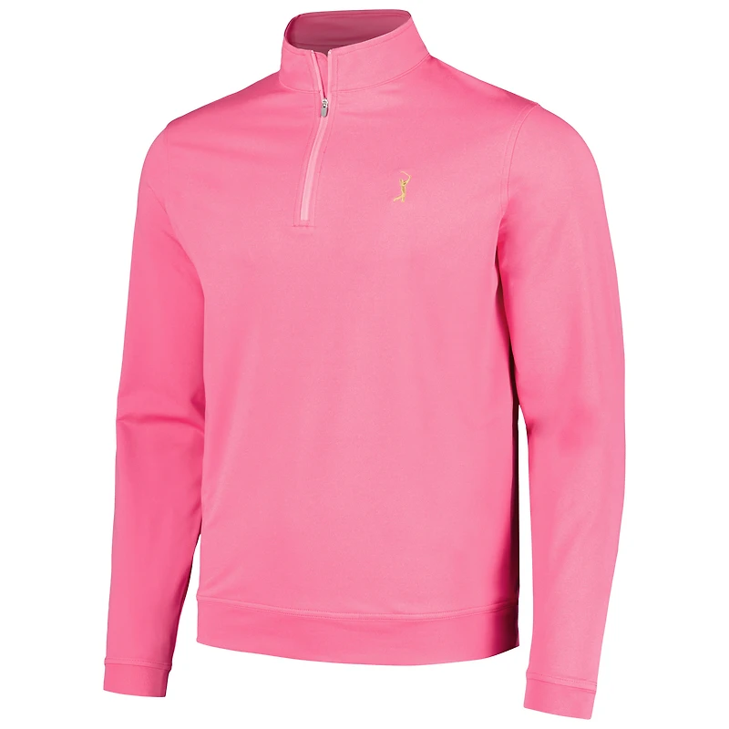 Haut à quart de zip Peter Millar rose THE PLAYERS Perth Melange Performance pour hommes