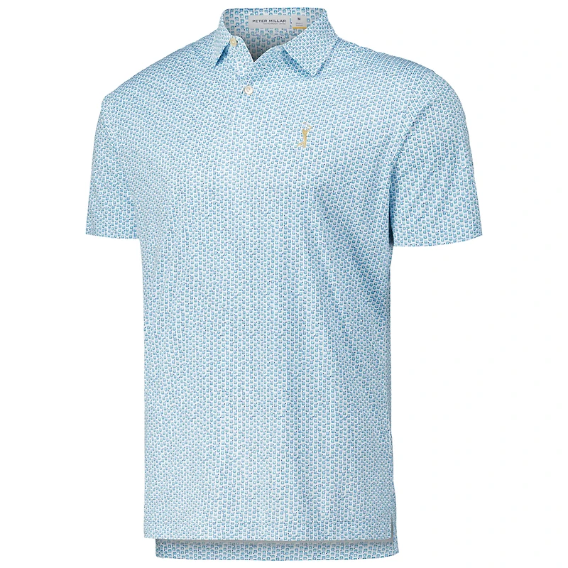Polo de golf poids plume THE PLAYERS blanc Peter Millar pour hommes sur les rochers