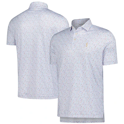 Polo Peter Millar blanc THE PLAYERS Orange Crush Performance Jersey pour homme