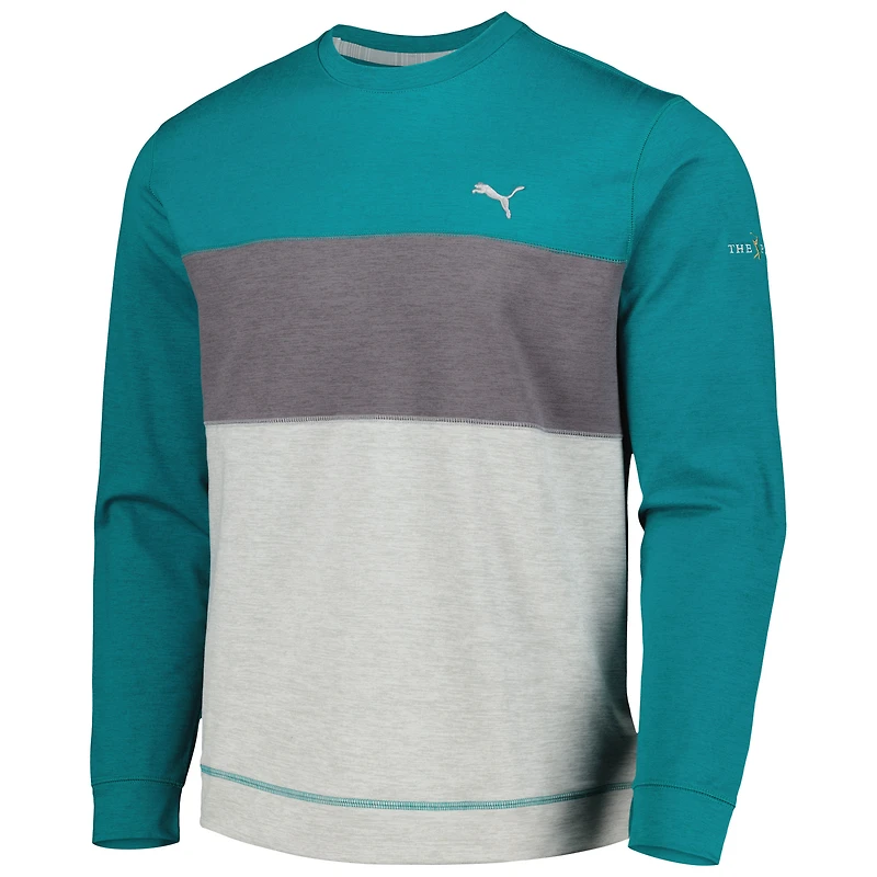 Men's Puma Teal THE PLAYERS CLOUDSPUN Color-Block Pullover Sweatshirt