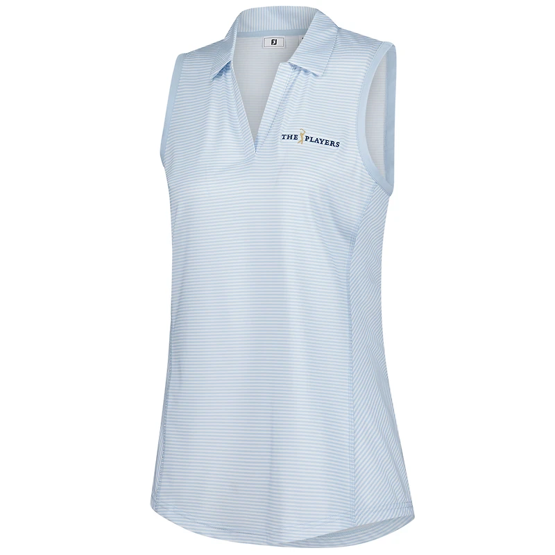 Women's FootJoy Light Blue THE PLAYERS Striped Sleeveless Polo