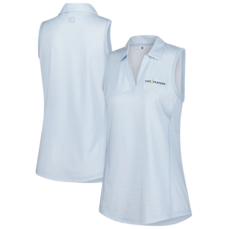 Women's FootJoy Light Blue THE PLAYERS Striped Sleeveless Polo