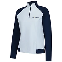 Women's FootJoy  Light Blue THE PLAYERS Stripes Raglan Quarter-Zip Pullover