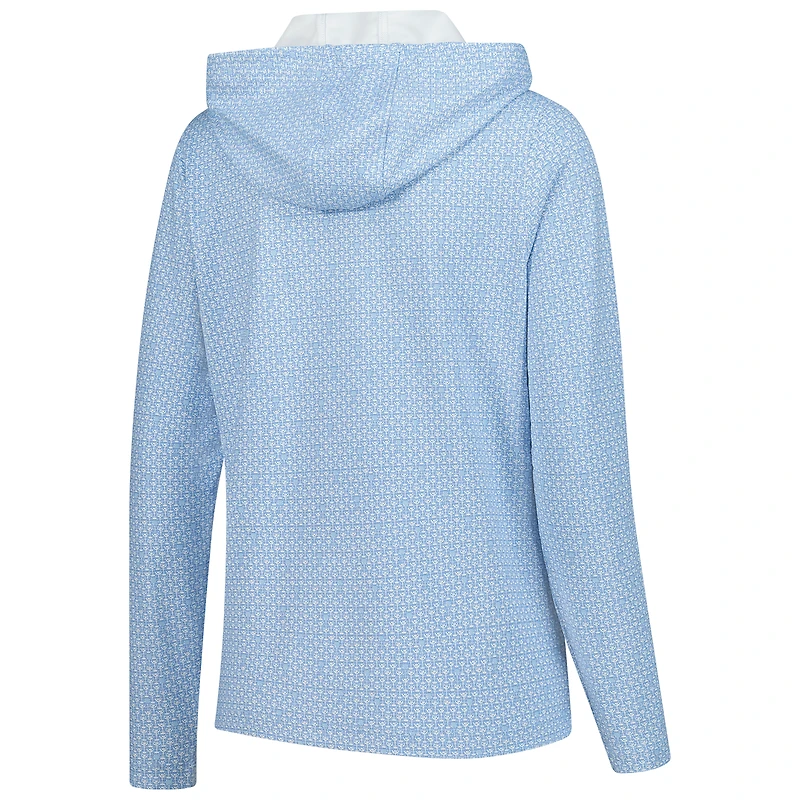Sweat à capuche bleu clair Peter Millar THE PLAYERS Goldman Mar-Tee-Ni Break Pine pour femme