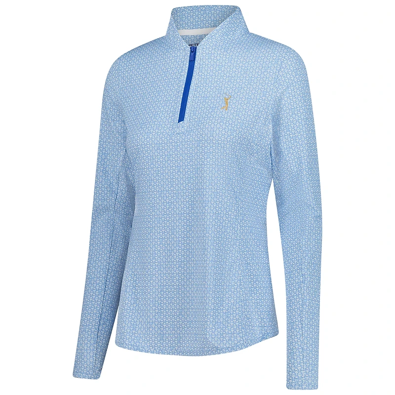 Women's Peter Millar  Light Blue THE PLAYERS Goldman Mar-Tee-Ni Break Quarter-Zip Sunshirt Pullover