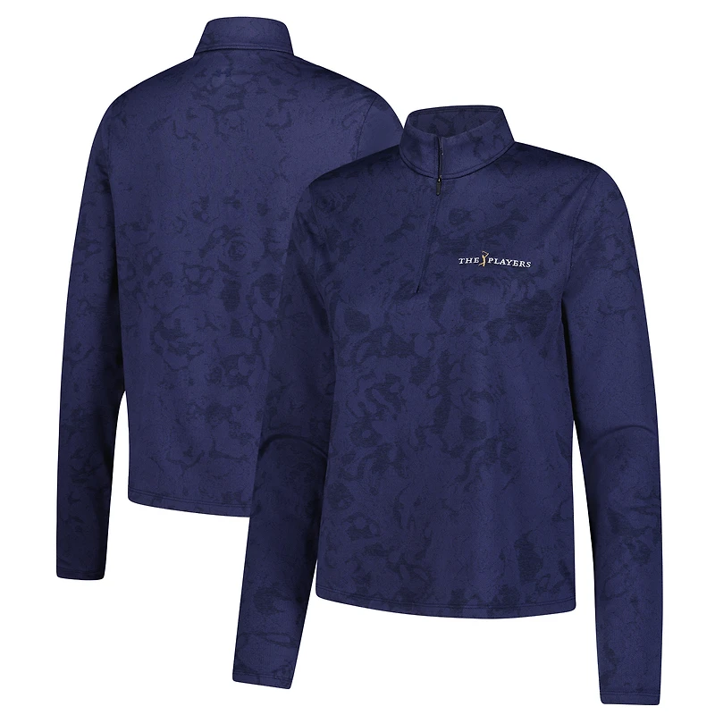 Women's Under Armour  Navy THE PLAYERS Rose Jacquard Quarter-Zip Pullover