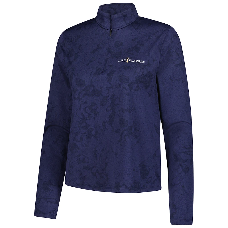 Women's Under Armour  Navy THE PLAYERS Rose Jacquard Quarter-Zip Pullover
