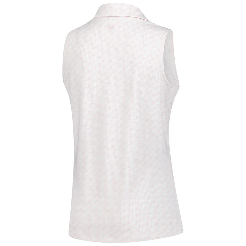 Women's Under Armour  Pink THE PLAYERS Drive Clubhouse Grid Sleeveless Polo
