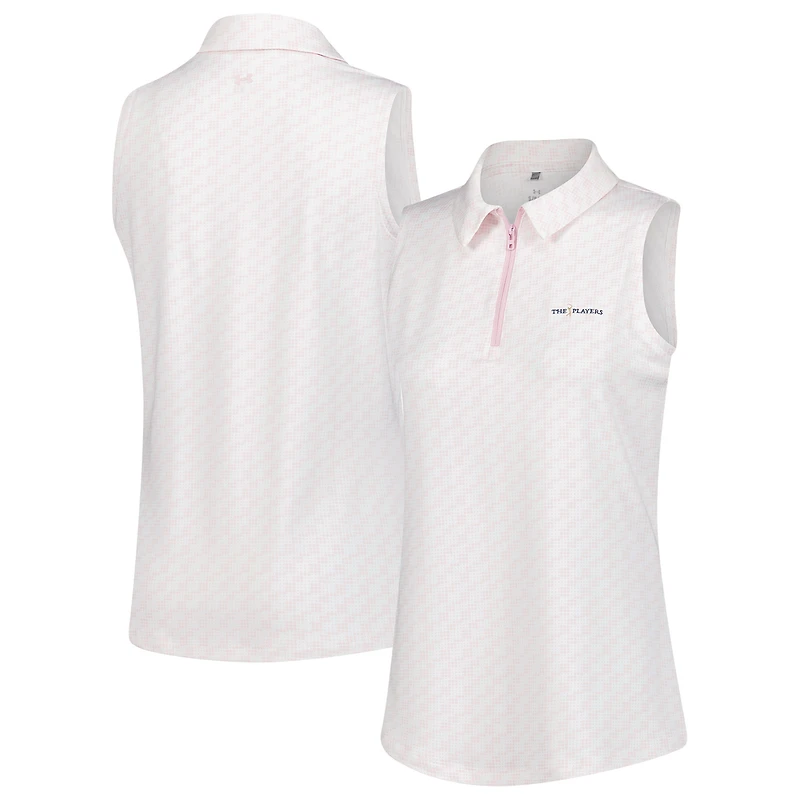 Women's Under Armour  Pink THE PLAYERS Drive Clubhouse Grid Sleeveless Polo