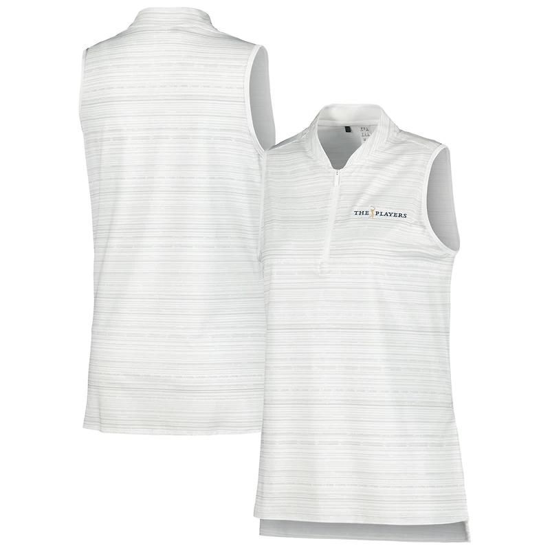 Polo adidas THE PLAYERS Ultimate365 Stripe sans manches avec quart de zip pour femme blanc