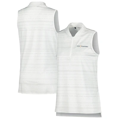 Polo adidas THE PLAYERS Ultimate365 Stripe sans manches avec quart de zip pour femme blanc