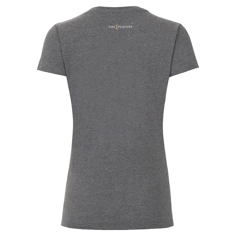 T-shirt à col en V pour femmes Ahead gris THE PLAYERS Palm Trees Vista