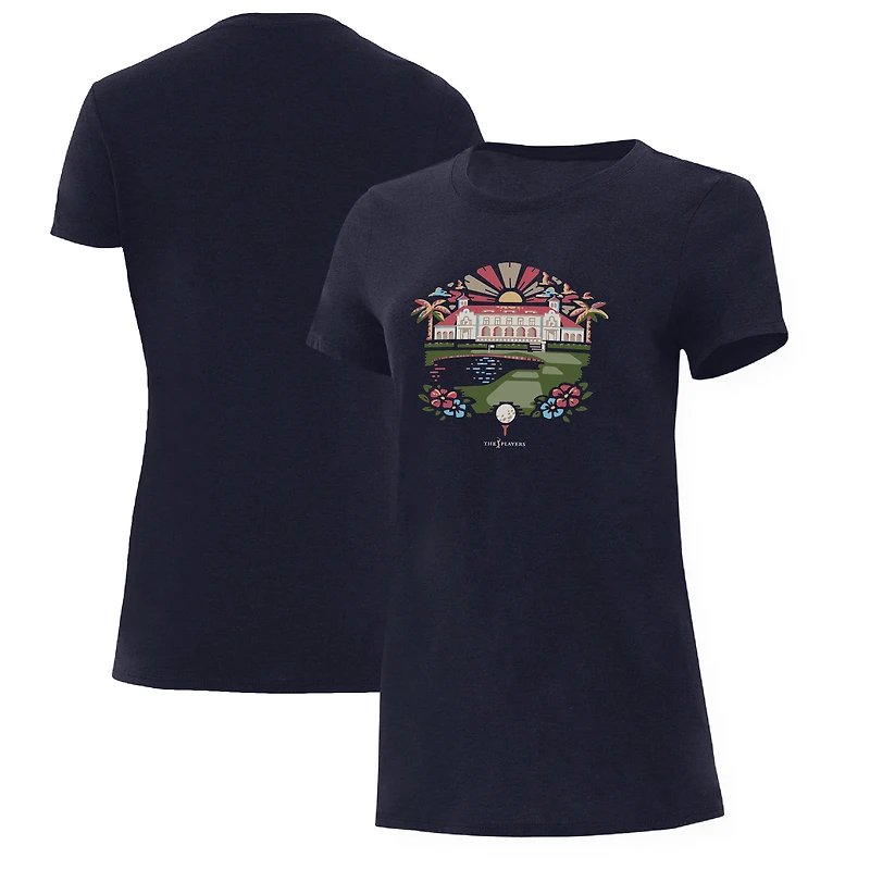 Women's Ahead Heather Navy THE PLAYERS Floral Clubhouse Danby Tri-Blend T-Shirt
