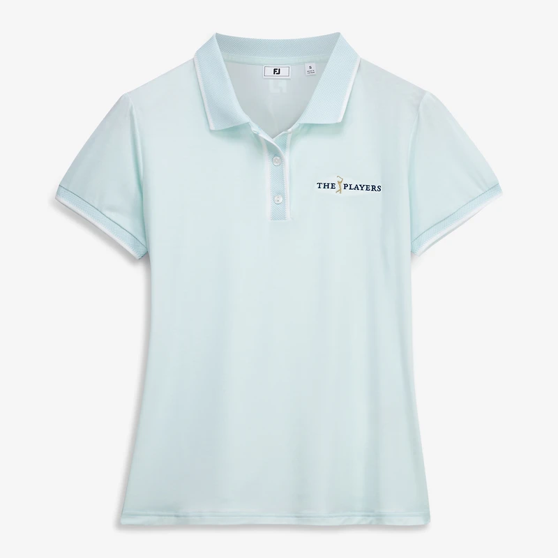 Polo FootJoy THE PLAYERS bleu clair pour femme, manches courtes, mélange de trois matières