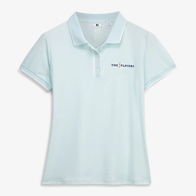 Polo FootJoy THE PLAYERS bleu clair pour femme, manches courtes, mélange de trois matières