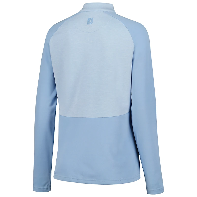 Haut à demi-zip THE PLAYERS Heather Block Raglan bleu clair pour femme
