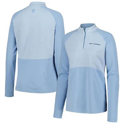 Haut à demi-zip THE PLAYERS Heather Block Raglan bleu clair pour femme