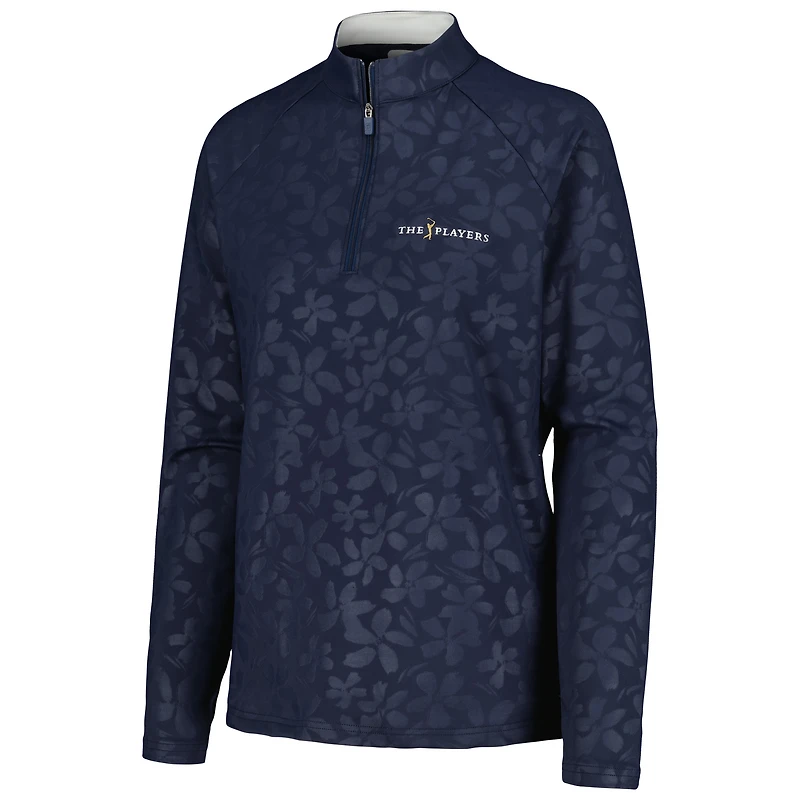 Women's FootJoy Navy THE PLAYERS Embossed Raglan ProDry Quarter-Zip Top