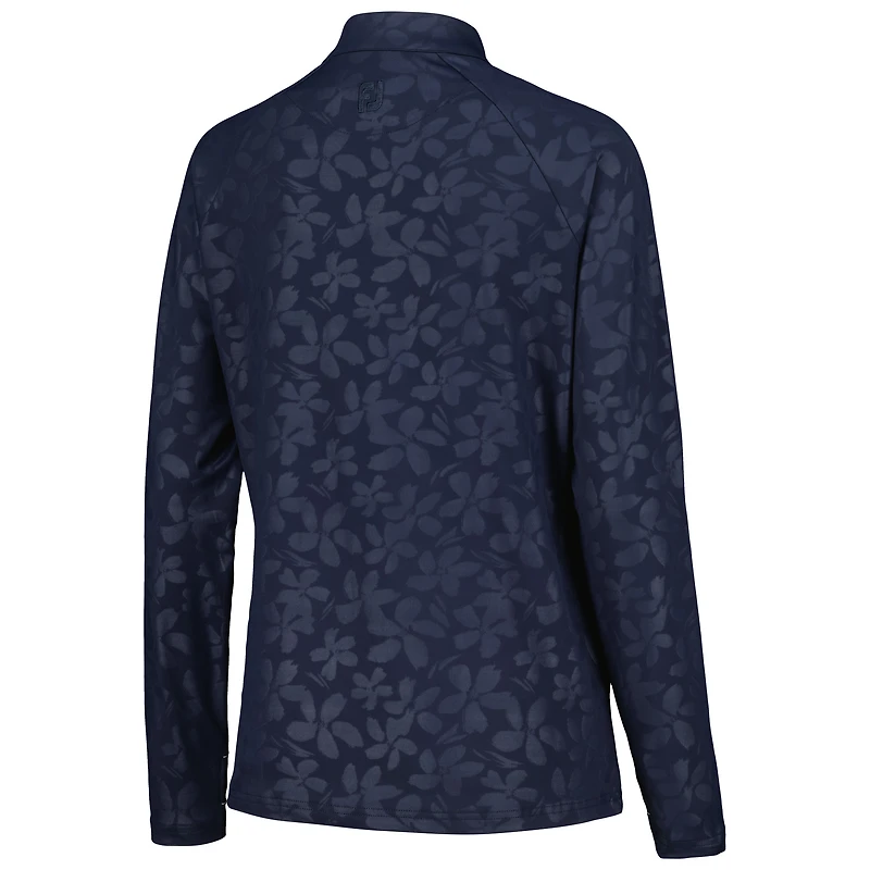 Women's FootJoy Navy THE PLAYERS Embossed Raglan ProDry Quarter-Zip Top