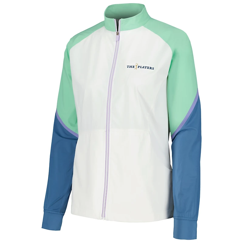 Veste blanche entièrement zippée FootJoy THE PLAYERS Color Block pour femme