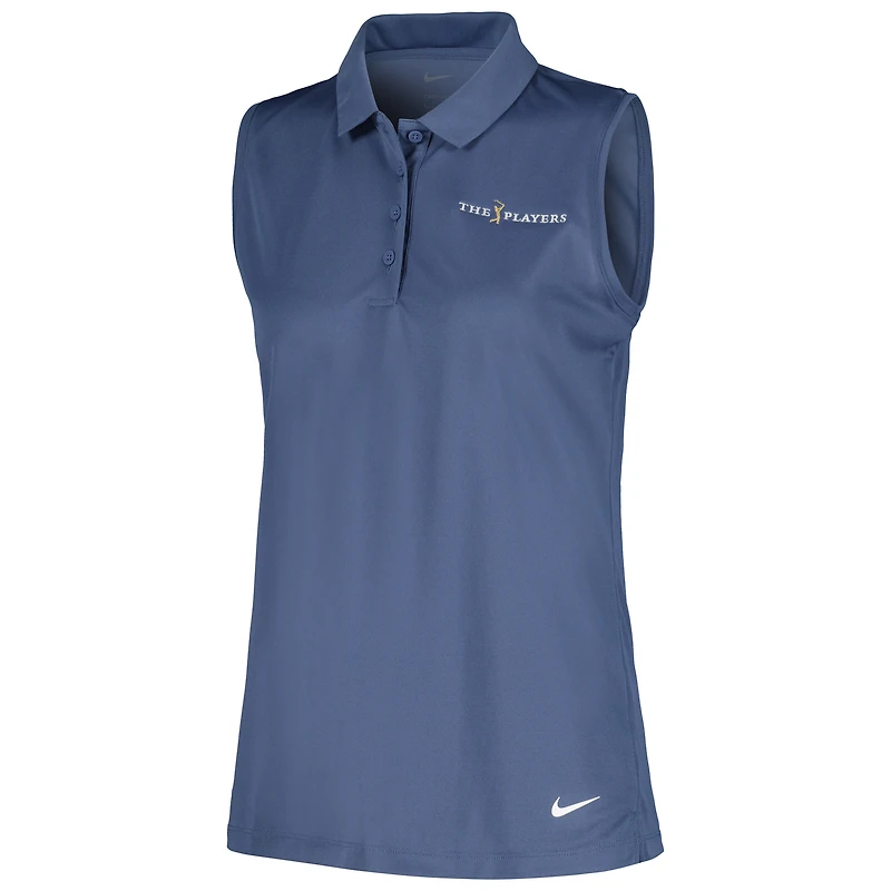 Women's Nike Blue THE PLAYERS Victory Performance Sleeveless Polo