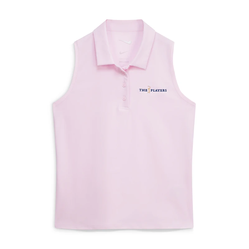 Polo sans manches Nike THE PLAYERS Victory rose pour femme