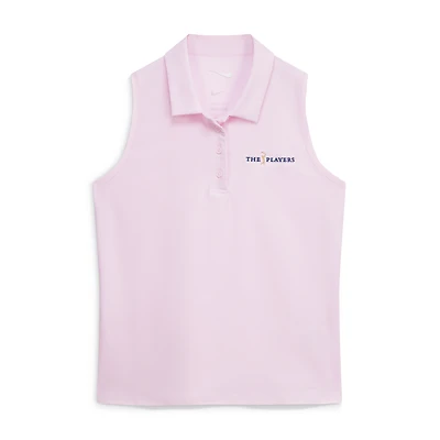 Polo sans manches Nike THE PLAYERS Victory rose pour femme
