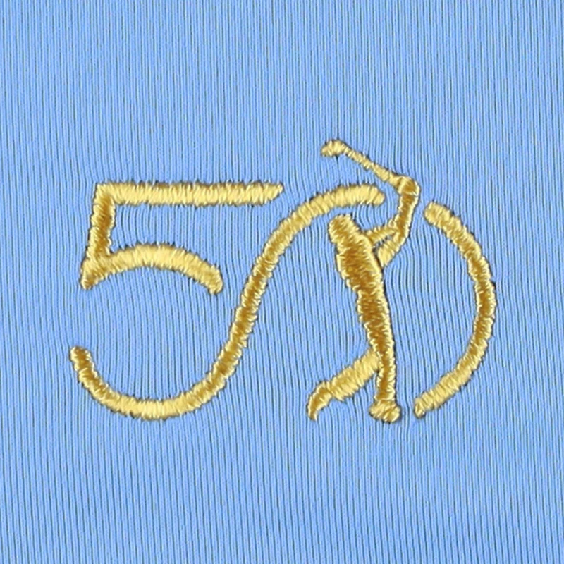 Women's Peter Millar Blue THE PLAYERS 50th Anniversary Opal Sleeveless Stretch Jersey Polo