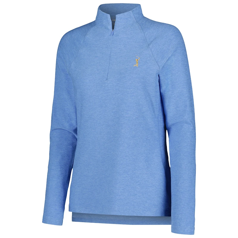 Women's Peter Millar Light Blue THE PLAYERS Melange Raglan Perth Quarter-Zip Top