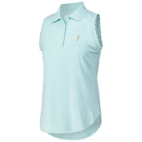Polo Peter Millar bleu clair en jersey extensible sans manches THE PLAYERS Opal pour femme