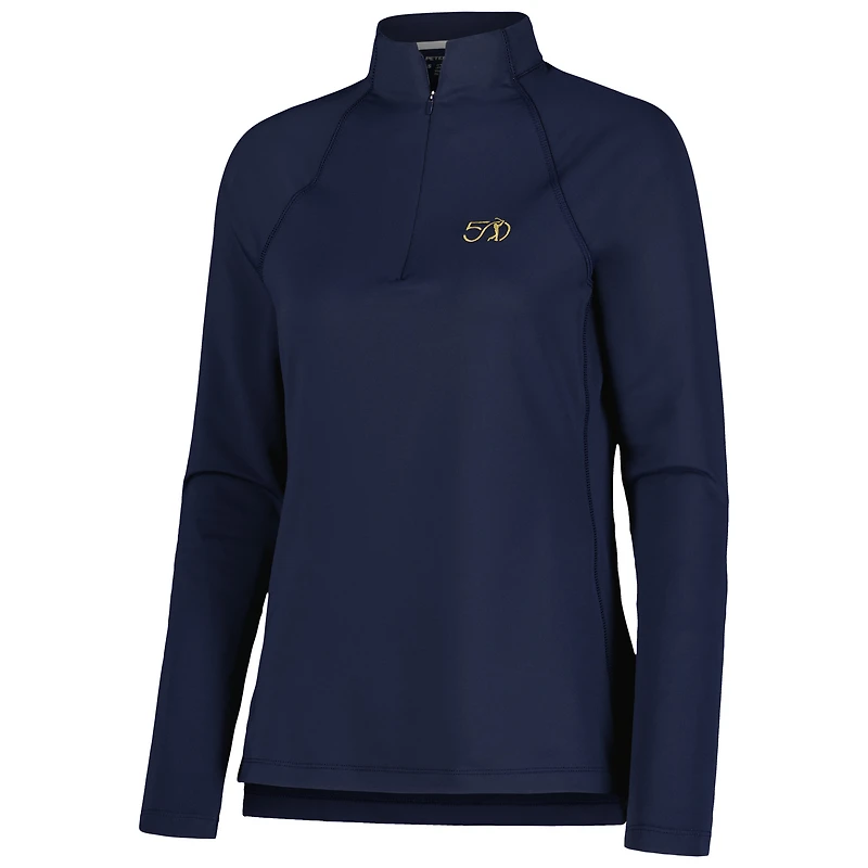 Women's Peter Millar Navy THE PLAYERS 50th Anniversary Perth Performance Raglan Quarter-Zip Top