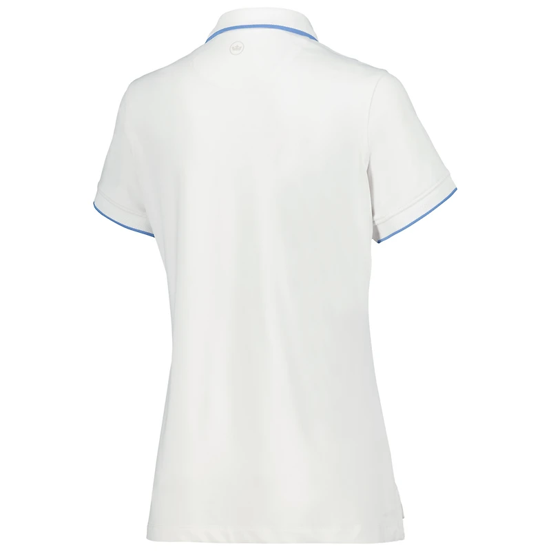 Polo blanc à col en V Peter Millar pour femmes THE PLAYERS 50e anniversaire Betty Drop