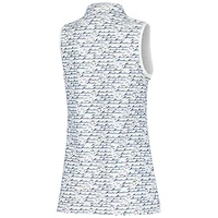 Polo sans manches en maille sport à bandes THE PLAYERS blanc Peter Millar pour femme imprimé Birdie